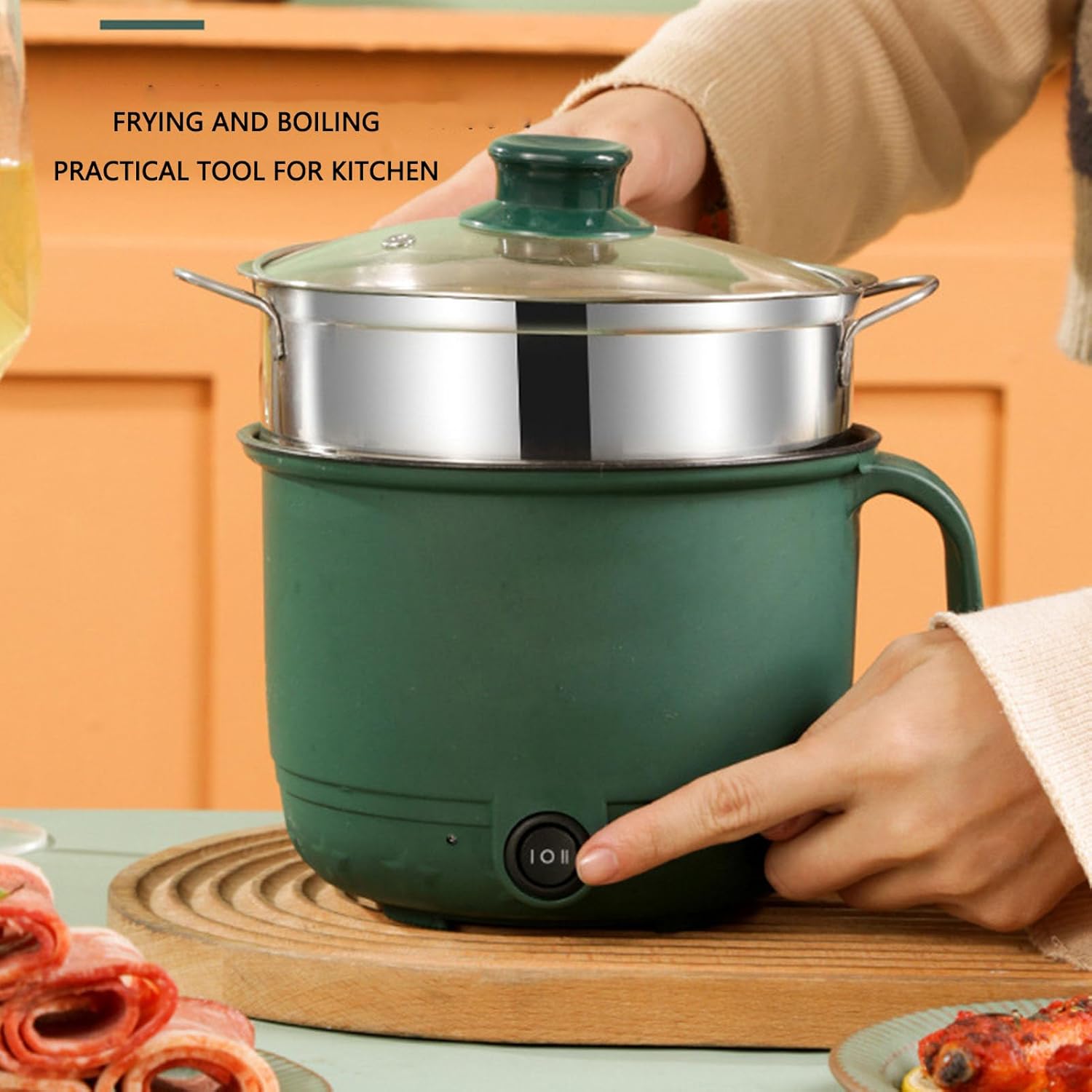 DOUBLE LAYER ELECTRIC HOT POT COOKER WITH NON-STICK LINER