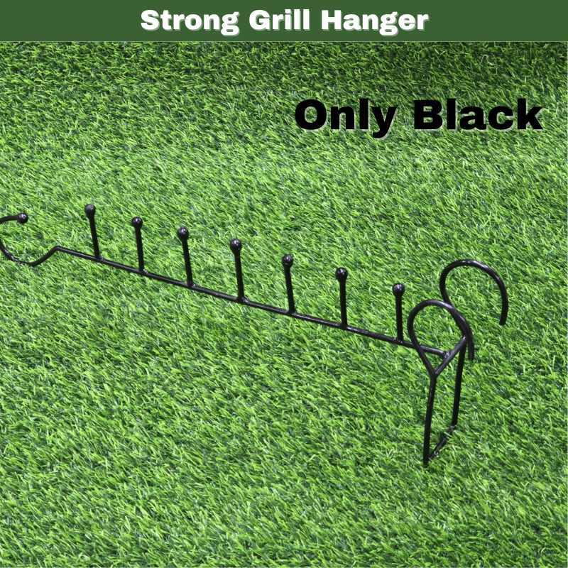 STRONG IRON GRILL HANGER FOR BALCONY & WINDOW – RUST-RESISTANT, 7-HOOK CLOTH DRYING BAR, SPACE SAVING DRYER