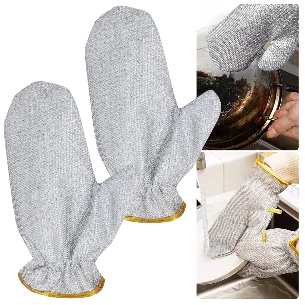 1 PAIR (2 PCS) MULTIFUNCTIONAL THICKENED WATERPROOF GLOVES – BAMBOO FIBER REUSABLE DISHWASHING GLOVES FOR HOME & KITCHEN USE