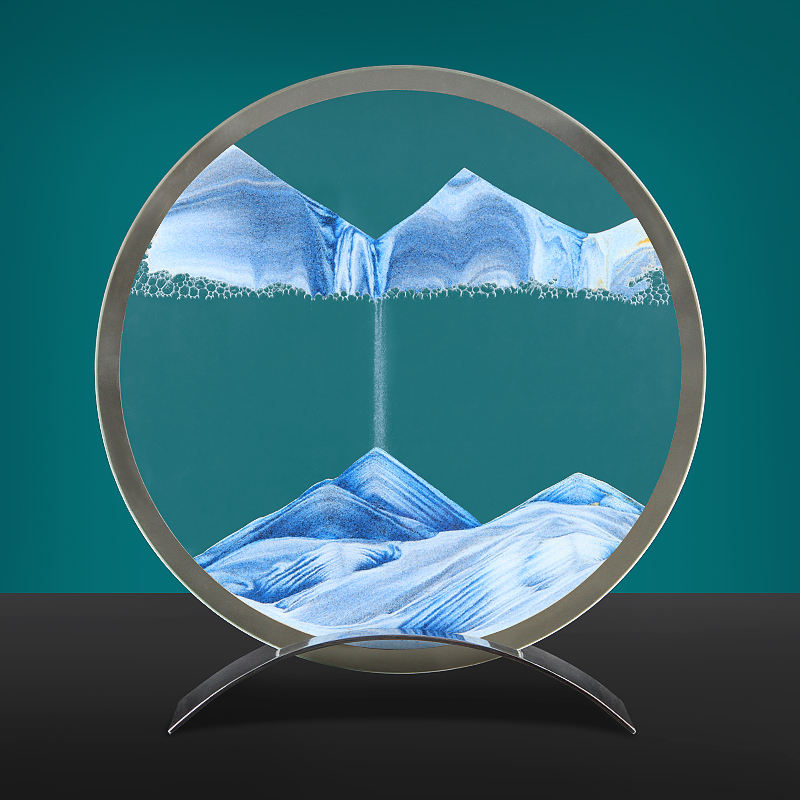 MOVING SAND ART PICTURE – ROUND GLASS QUICK SANDSCAPE