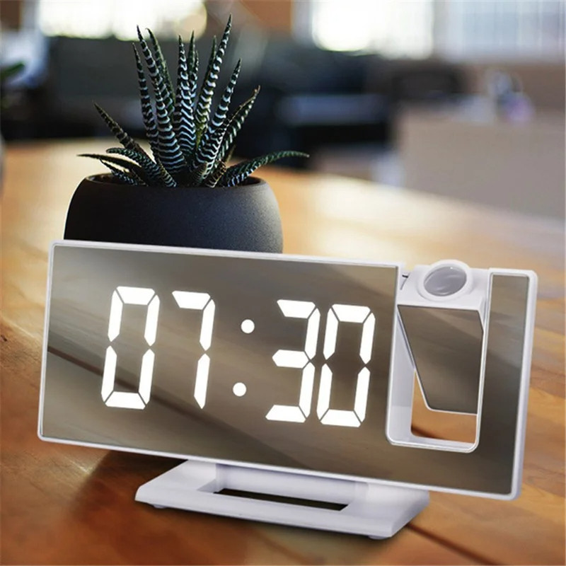 PROJECTOR ELECTRONIC CLOCK WITH ALARM, 180° ROTATING PROJECTION & LARGE LED DISPLAY