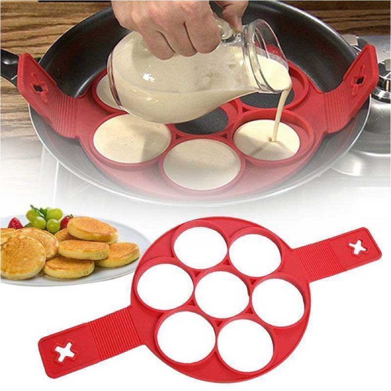 PREMIUM SILICONE PANCAKE & FRIED EGG RING MOLD – BPA FREE NON-STICK COOKING FORM