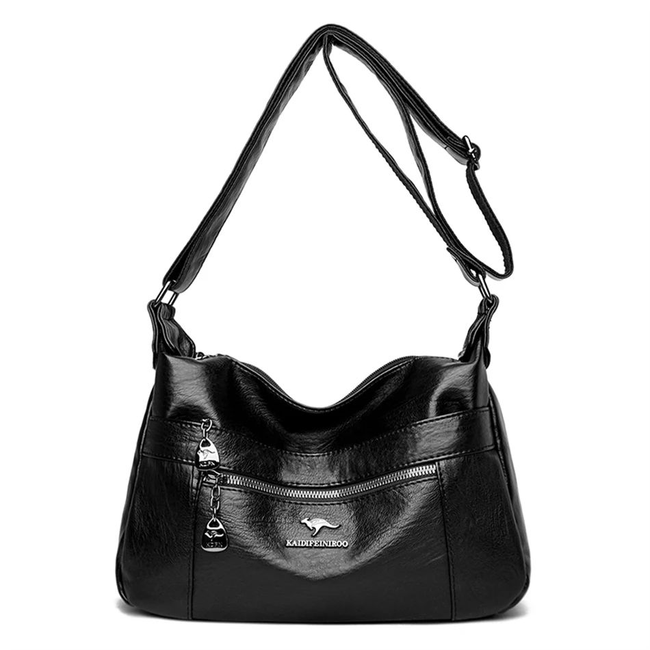 BLACK PREMIUM PU LEATHER SHOULDER & CROSSBODY BAG