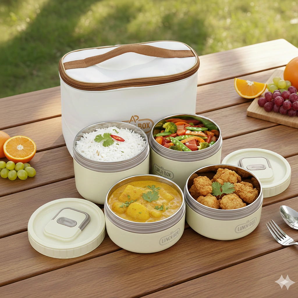 4 BOWLS HOTPOT LUNCH BOX WITH THERMAL BAG